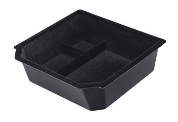 Front and rear storage boxes in the car center console