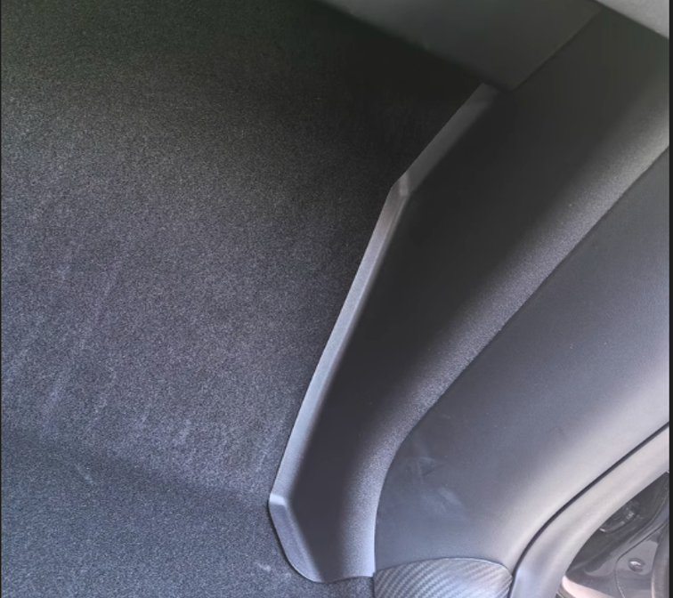 Two piece set of anti kick plate under the rear seat made of ABS material
