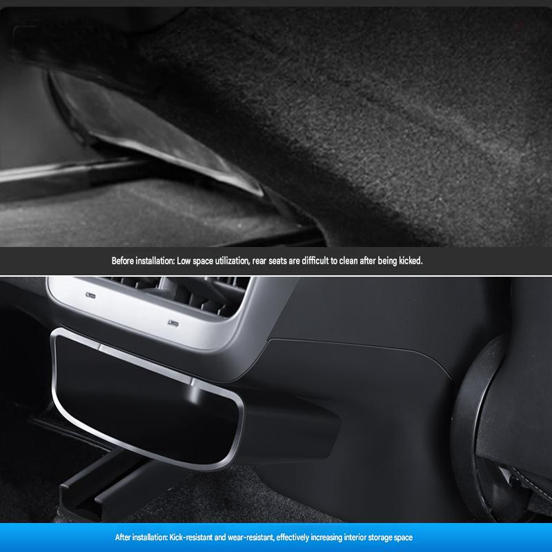 Rear exhaust vent anti kick protective plate+storage box