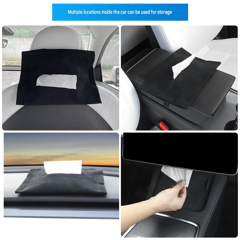 Car tissue bag [black original car leather] 1 pack